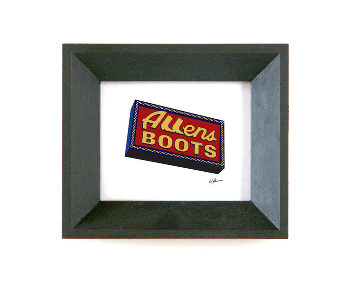drawing of the allens boots sign by united goods