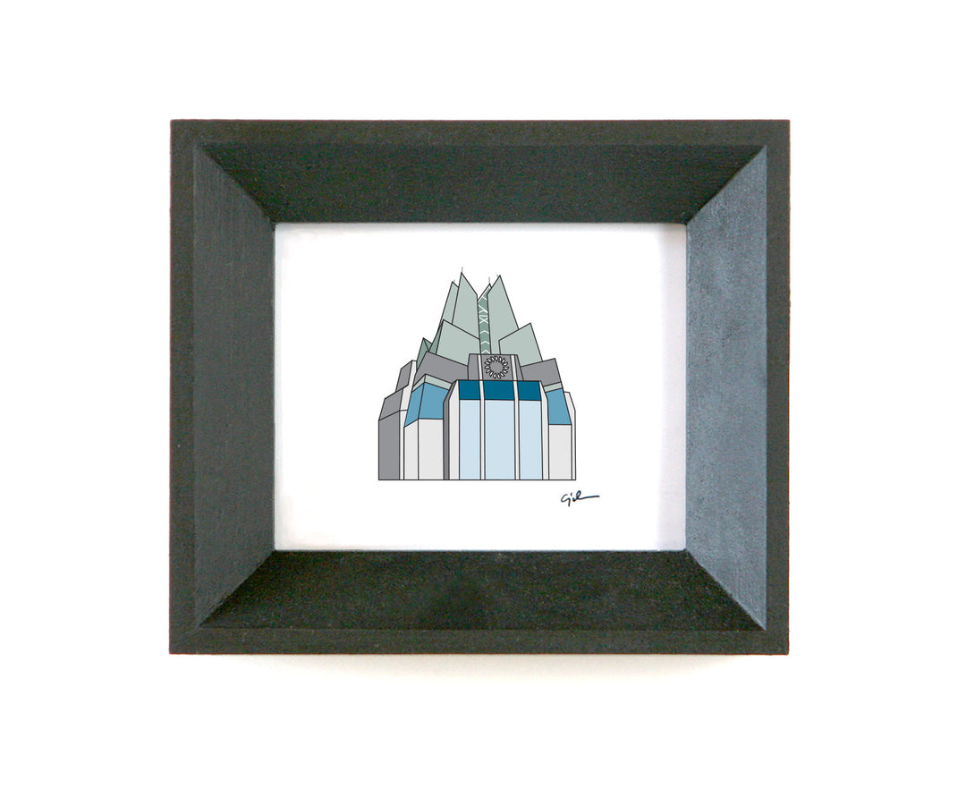 minimalist drawing of the frost bank tower by united goods