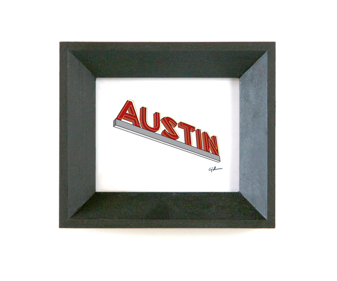 print of the neon austin sign in texas