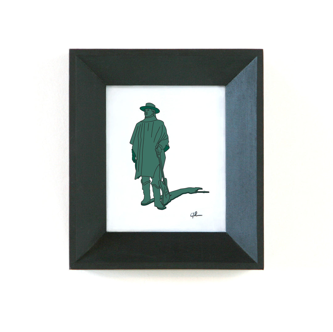small art print of the stevie ray vaughan statue in austin texas