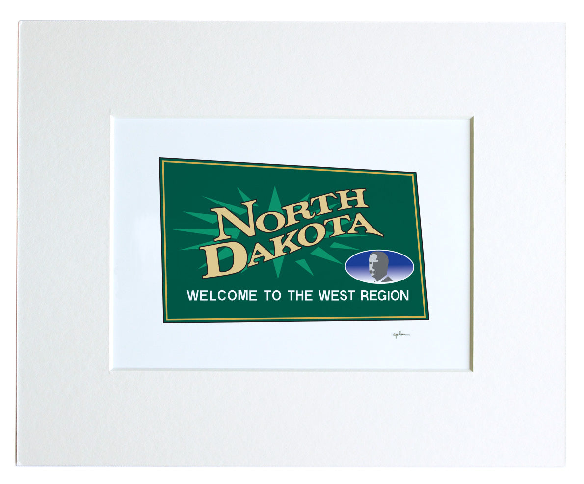 welcome to north dakota sign by united goods