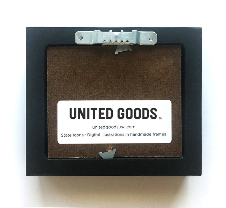 the back side of a state icon frame by united goods