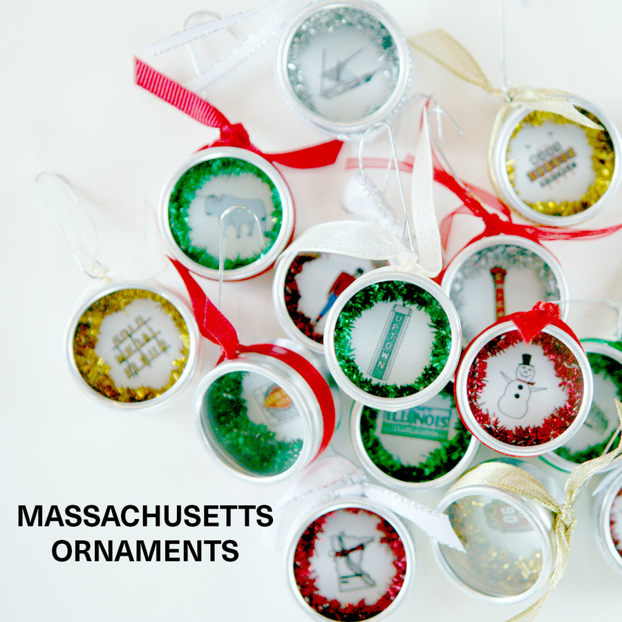 small handmade tree ornaments from massachusetts