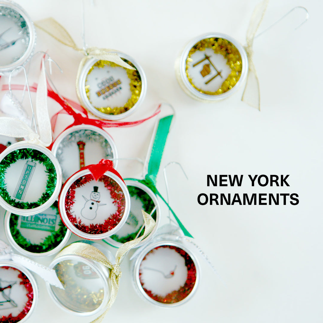 small holiday ornaments with a new york theme