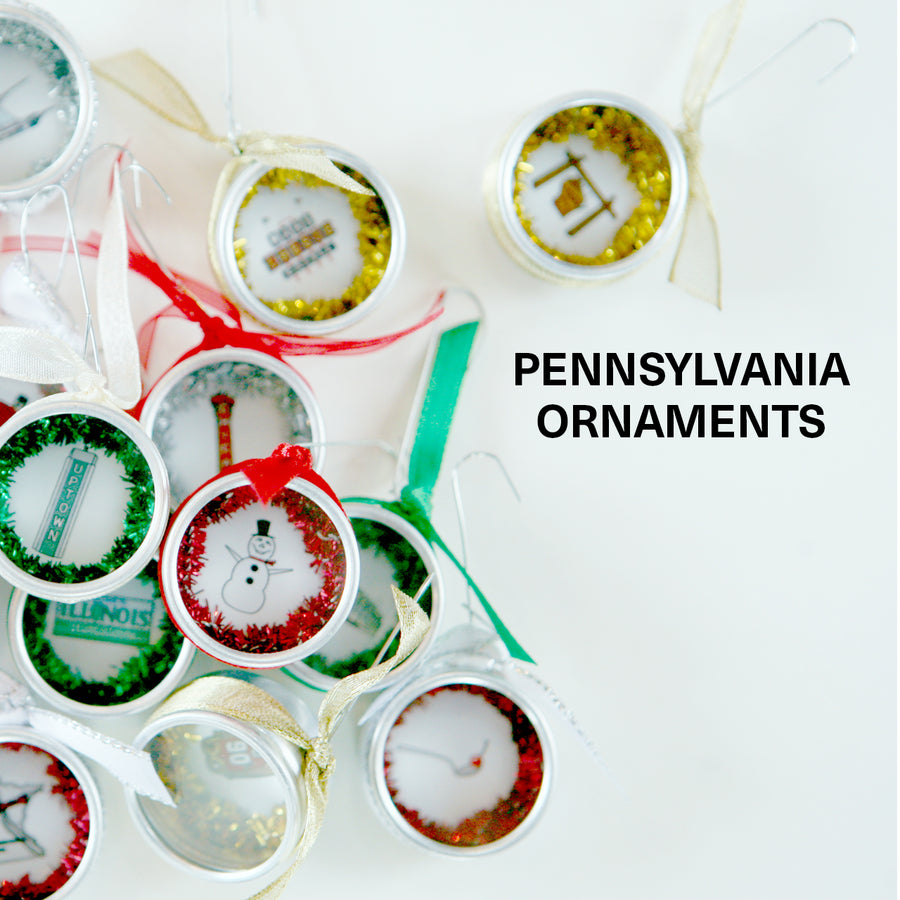 pennsylvania state icon drawings as christmas ornaments