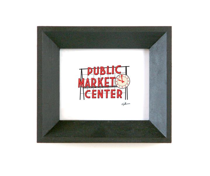 art print of pike place market sign in seattle washington