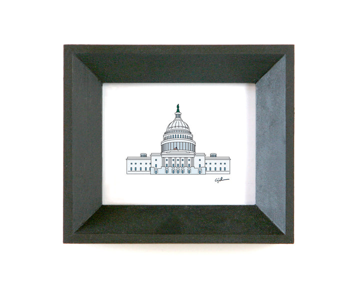 small art print of the united states capitol building in washington dc