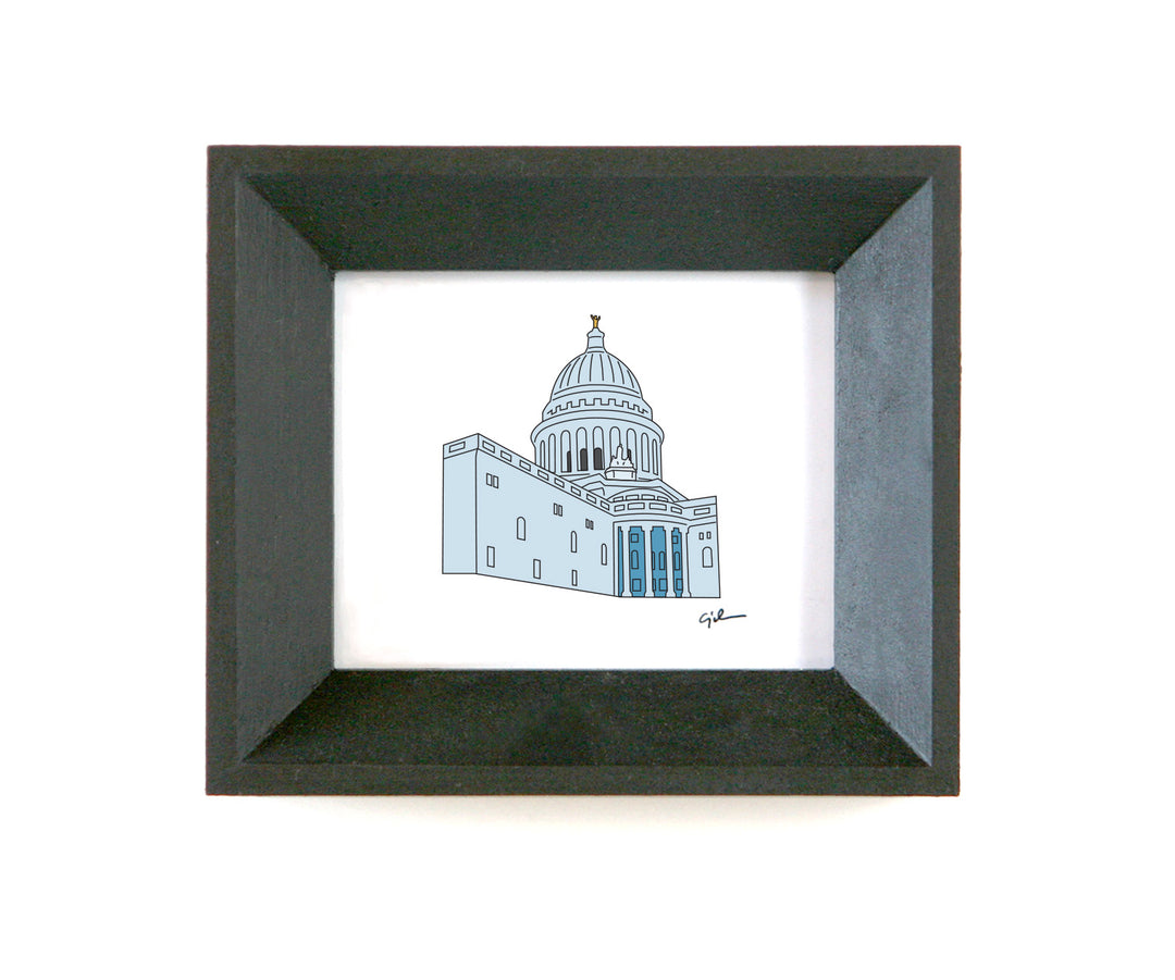 small simple illustration of the wisconsin state capitol building in madison