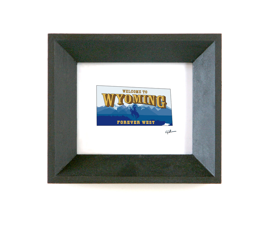 little drawing of the welcome to wyoming sign by united goods